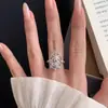 Anillo de encaje hueco antiguo de diamantes para mujer, temperamento femenino, estilo antiguo, estilo old money, sensación de alta gama, apertura ajustable