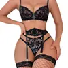 Nuevo Amazon Europeo y Americano Más Vendido Comercio Exterior Transfronterizo Sexy Lencería Transparente de Encaje Conjunto para Mujeres qqny