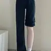 Jeans Azul Claro Grosso Forrado com Lã para Meninas Calças Retas Quentes para Inverno para Estudantes Combinação Livre Atacado