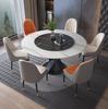Mesa de Comedor y Silla de Lujo Ligero de Pizarra para Hogar Apartamento Pequeño Mesa Redonda Mesa de Comedor Moderna Simple con Plato Giratorio Redonda