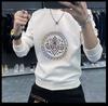 Algodão strass espírito cara pescoço redondo pullover high-end net Moda vermelha all-match moda slim-fit manga comprida camisola camisola roupas masculinas