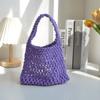 Bolso de red de pesca hueca con cuerda de algodón, bolso de mujer tejido a mano colorido para primavera y verano, bolso de algodón, bolso de hombro, bolso de playa