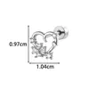 Brincos Hensen Piercing Estilo Coreano Doce Diamante Micro-Incustado Flor de Quatro Pétalas Recorte de Coração Estilo Floresta Pequeno Fresco Elegante