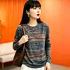 Nova Moda de Outono Plus Size Camiseta Básica Estilo Mãe, Camiseta Elegante Solta Emagrecedora para Mulheres de Meia-Idade e Idosas, Manga Longa Atacado