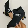 Botas de Moda de Tacón Alto para Mujer con Punta Afilada Mate, Botines de Tacón Grueso, Botines Cortos de Moda Nuevos Otoño 2026