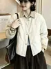 Chaqueta Abrigo de Algodón de Alta Gama Otoño/Invierno Nuevo Bloque de Color Patchwork Ribeteado para Mujer Petite Ligero Corto Moda Ropa de Algodón Top