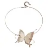 Nz3386 Collar de Mariposa Dulce y Súper Hada Elegante con Perlas y Cinta Cadena de Clavícula de Moda Elegante Diseño de Nicho Accesorios
