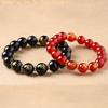 Obsidiana Natural Ágata Roja Pulsera Tres en Uno Santo Patrón del Zodíaco Pulsera Bronceada a Doble Cara con Caracteres para Hombres y Mujeres