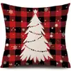 Juego de Fundas de Almohada Transfronterizas para Navidad Europea y Americana, Funda para Cojín de Sofá de Sala de Estar, Funda para Almohada de Cintura con Reno Papá Noel Árbol, Suministro de Fábrica