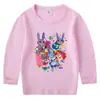 2026 Nova Camiseta Infantil de Primavera e Outono Gola Redonda Desenho Animado Manga Longa Camiseta Básica Conjunto para Meninos e Meninas Camiseta de Algodão