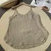 Favorecedor Chaleco Camisola de Lino para Mujer, Holgado de Verano, Ligero, Transpirable, Ropa Interior, Casual, Versátil, Top Base sin Mangas