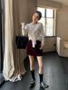 Falda de Pana Estilo Coreano de Tres Puntos Línea A para Mujer, Cintura Adelgazante, 0208