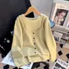 2026 Gola Quadrada Mangas Longas Tricô Cor Sólida Estilo Coreano Top Simples Casaco Estilo Coreano Cardigã Top de Manga Longa