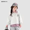 Roupas Infantis Blusão Xadrez para Meninas 2026 Nova Coleção Primavera Estiloso Casual para Crianças Maiores Primavera e Outono Camisa com Gola