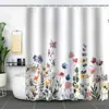 Cortina de Baño Verde Plantas de Amazon Cortina de Ducha Impermeable Antimoho Impresión Digital 3D Bosque de Flores Cortina de Baño Partición Sin Perforaciones