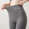 Conjunto de ropa interior térmica de terciopelo de seda, conjunto de leggings gruesos sin costuras forrados de polar para mujer de otoño e invierno