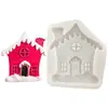 Molde de Silicona Casa Navideña Casa de Nieve Molde para Decoración de Pasteles de Fondant y Chocolate