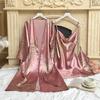 Pijama de cereza con estampado transfronterizo para mujer, ropa de casa sencilla de seda similar a la seda, camisón fino con falda de seda helada