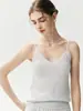 Camisola de punto V 100% cachemira, sencilla y elegante, con tirantes finos para mujer, ligera y con detalle de canalé vertical, perfecta como capa interior.