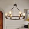 Luminária Pendente Industrial Roda Estilo Americano Arte em Ferro Preto Multi-Cabeças Luz Decorativa para Restaurante Bar Café