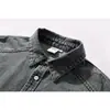 Camisa Jeans de Bambu e Algodão Estilo Japonês Tendência Retrô Bordada Solta Camisa de Trabalho Cs136