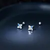 Brincos de Prata Esterlina S925 Nalan com Diamante Azul Degradê Padrão Trevo de Quatro Folhas Exquisitos Simples Nicho M08142