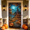Cubierta de puerta de Halloween transfronteriza TMEU con las palabras "Cuidado con la oscuridad" y una pancarta de decoración de horror de mano sangrienta