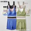 Conjunto de sutiã esportivo sem costura para ioga, corrida, à prova de choque, costas, cintura alta, boxer, roupa íntima