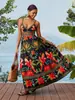 2027 Vestido Largo Diario de Verano Transfronterizo para Mujer de Amazon Estampado Digital Cuello en V Vestido Casual para Vacaciones en la Playa