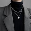 Estilo Coreano Simples Letra W Corrente de Lã Empilhada Colar de Aço Titânio Design de Nicho Feminino Joia Personalizada de Luxo Leve Tendência