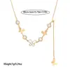 Moda Transfronteriza Colgante de Flor de Cinco Pétalos de Concha Blanca Circonita Cadena Larga con Borla Collar de Acero Inoxidable Joyería Chapada en Oro Pulido Finamente