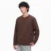 2026 Nuevo Color Sólido Manga Larga Hombre Cuello Redondo Suéter Camiseta Holgada Americana Peso Pesado Versátil Moderno Simple