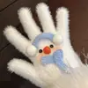 Luvas de Pelúcia Quentes Tricotadas de Cinco Dedos com Gatinho de Strass para Mulheres no Inverno, Versáteis à Prova de Frio e Vento para Ciclismo, Aconchegantes