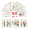 Tarjetas Florales de Acuarela de Nuevo Estilo Transfronterizas de 36 Piezas, Serie de Colores Macaron Cálidos y Soñadores Tarjetas de Mensaje Ramo Soñador