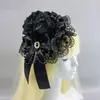 Acessórios de Cabelo Lolita Gótico Feitos à Mão Faixa de Cabeça de Renda Preta e Branca de Freira Headwear de Subcultura Bidimensional em Estoque
