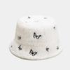 Chapéu de Pescador Feminino Outono e Inverno Novo Veludo Teddy Borboleta Bordada Dobrável Chapéu Bacia Fashionável Proteção Solar ao Ar Livre Chapéu de Sol
