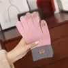 Guantes de Punto para Adultos de Mujer con Bloques de Color y Dedos Completos con Etiquetas, Guantes Cálidos para Pantalla Táctil de Otoño e Invierno, Colores Contrastantes de Moda para Ciclismo al Aire Libre