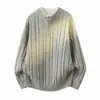 Suéter de Invierno 2026 Estilo Coreano Nuevo con Cuello Henley para Hombre, Suéter de Punto Retorcido, Suéter Falso de Dos Piezas para Hombre