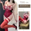 Música Nocturna Lencería Sexy Pijamas Sexy para Mujer Encaje Calado Puro Deseo Transparente Mono sin Quitarse Traje 7595