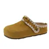 Mules Fechadas com Salto Escondido, Laço e Pérolas para Mulheres, Novo Estilo 2026 Sapatos Slip-On Que Podem Ser Usados com Saias, Meia-Chinelinho de Uso Duplo