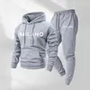 Conjunto Retro de Dos Piezas para Hombre con Estampado de Letras Transfronterizo Europeo y Americano, Sudadera de Manga Larga y Pantalones Deportivos para Correr en Otoño e Invierno