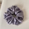 Novedoso Scrunchie de Satén Perlado de Color Sólido con Adorno de Encaje Estilo Coreano, Elástico Elegante y de Moda para el Cabello de Mujer, Cuerda Elegante para Cola de Caballo
