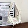 Bolsa Transversal de Lona com Renda Grande Capacidade Estilo Novo para o Dia a Dia Bolsa de Mão Plissada Estrela Dopamina Feminina Estilo Coreano Bolsa de Ombro Único