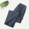 Calça de Linho Retrô Estilo Japonês Masculina Verão Leve Respirável Solta Reta Dose Algodão Linho Calça Casual Plus Size
