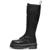 Botas Largas con Plataforma y Estampado de Lichi para Mujer, Botines Estilo Británico de 20 Agujeros, Suela Gruesa de Cuero Genuino, Punta Redonda, Estilo Europeo y Americano Moderno