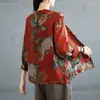 Toma Real de Nuevo Blazer de Algodón y Lino Estampado Estilo Artístico Retro Original Ajustado Protección Solar Primavera/Verano 2026