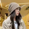 Gorro elegante de otoño e invierno de talla grande para circunferencia de cabeza grande, con etiqueta personalizada transfronteriza, gorro holgado con forro polar, nuevo modelo para mujer