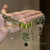 Collar multicapa de gota de agua con mariposa verde de alta gama para mujer, estilo moderno y genial, accesorio de cadena para clavícula de alta gama