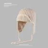 Gorro de Lana Tejido Rosa para Mujer Otoño e Invierno 2024 Protección para las Orejas Gorro de Aviador Cálido y Versátil que Muestra la Cara Pequeño Gorro de Esquí Lei Feng