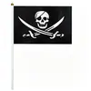 Bandera de mano transfronteriza de Halloween bandera pirata de una pieza bandera de calavera pañuelo rojo corazón cruzado bandera pequeña con asta de plástico